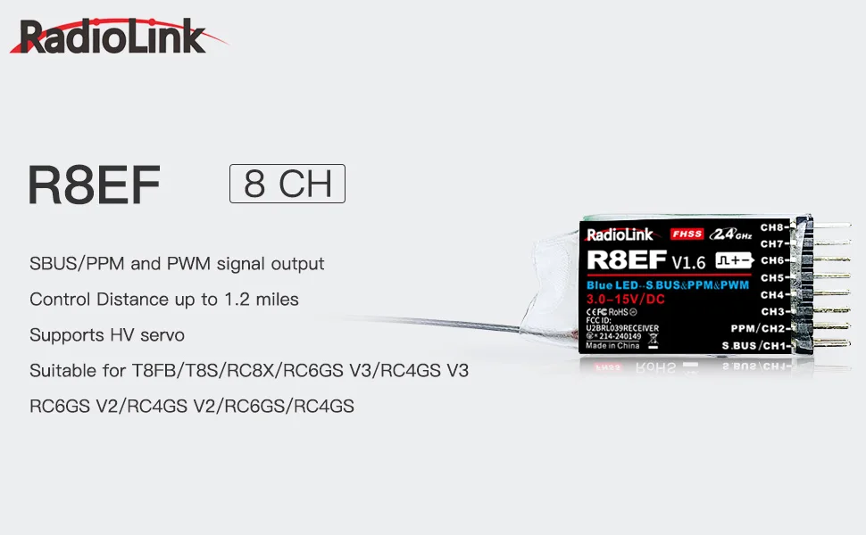 Receiver Sbus 8Ch - Radiolink R8EF 수신기 2.4G 8채널 SBUS